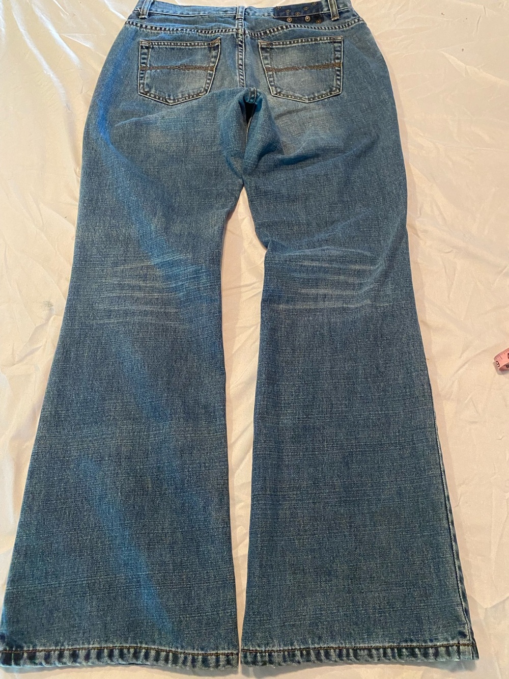VTG Express Jeans 100% Cotton Studded Sunburst Low Rise Flare Leg 7/8 Y2K - Picture 7 of 15